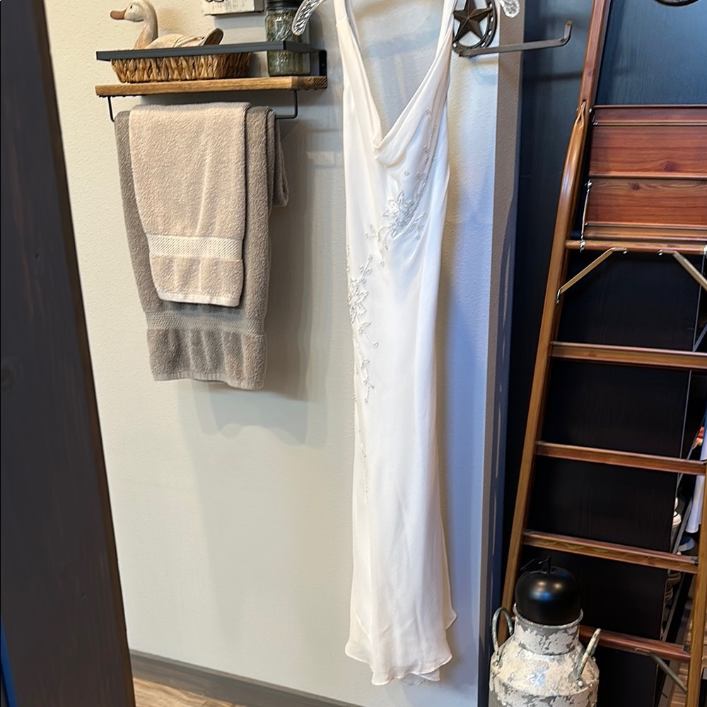 White House Black Market White Chemise Satin Elegance